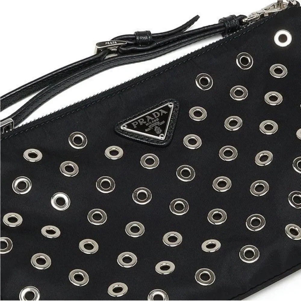 Prada Black Wristlet with Silver Eyelets - Picture 2 of 12